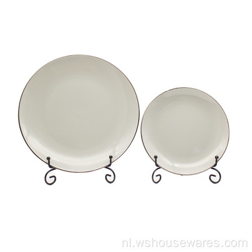 16cs aardewerk kleurrijke rand servies set